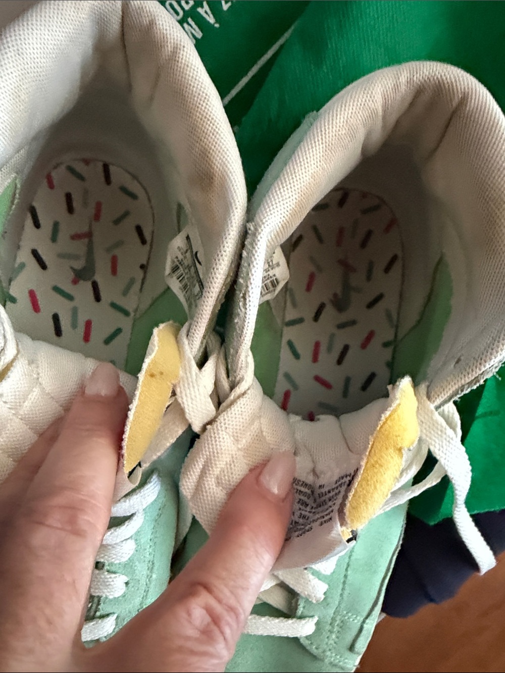 Nike Mint Green and White High-Top Sneakers - Picture 7 of 7